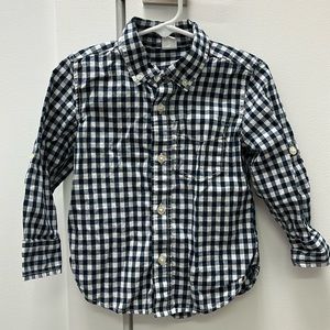 Gap boys button down - blue and white gingham print - size 2